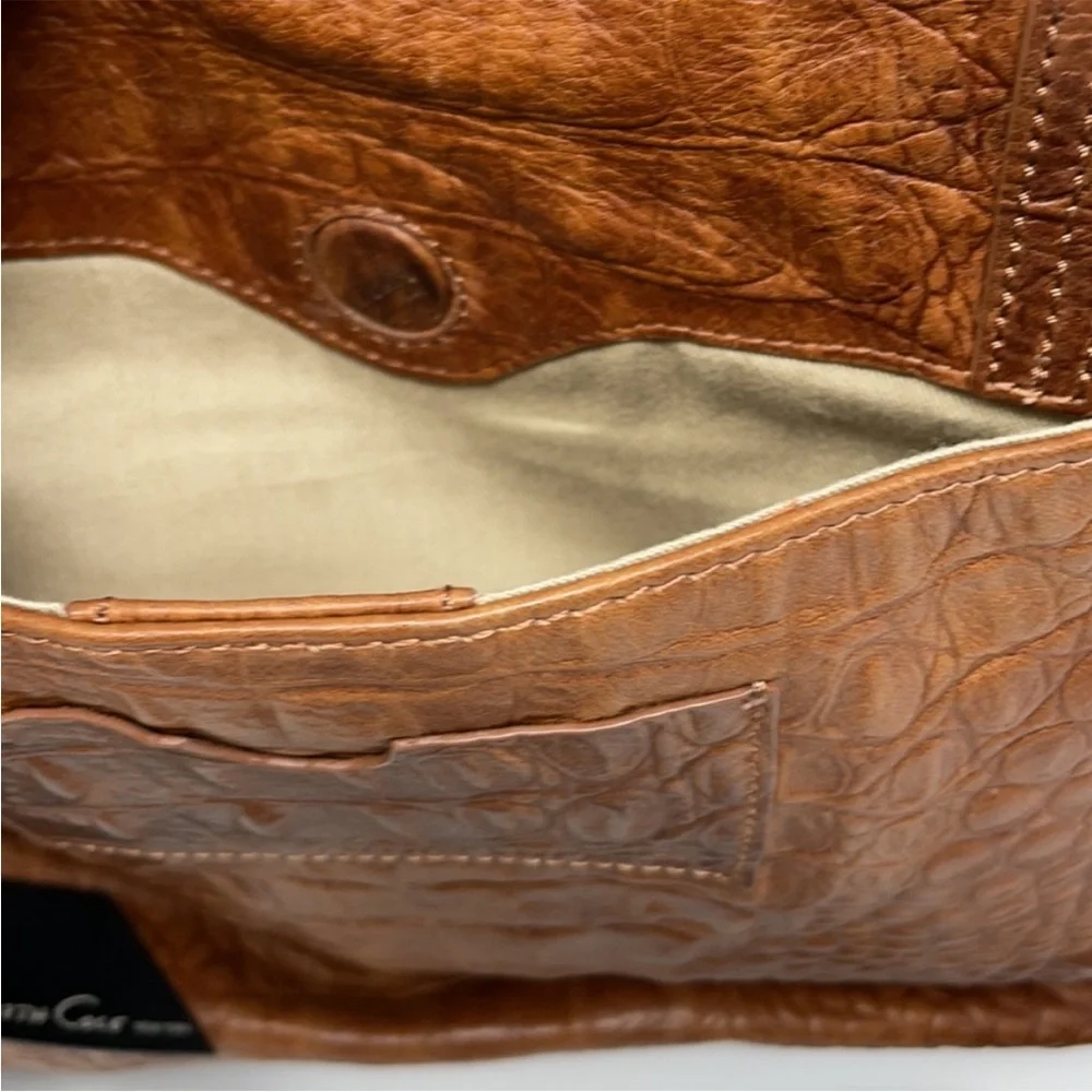 Kenneth Cole New York Brown Leather Messenger Bag Cognac